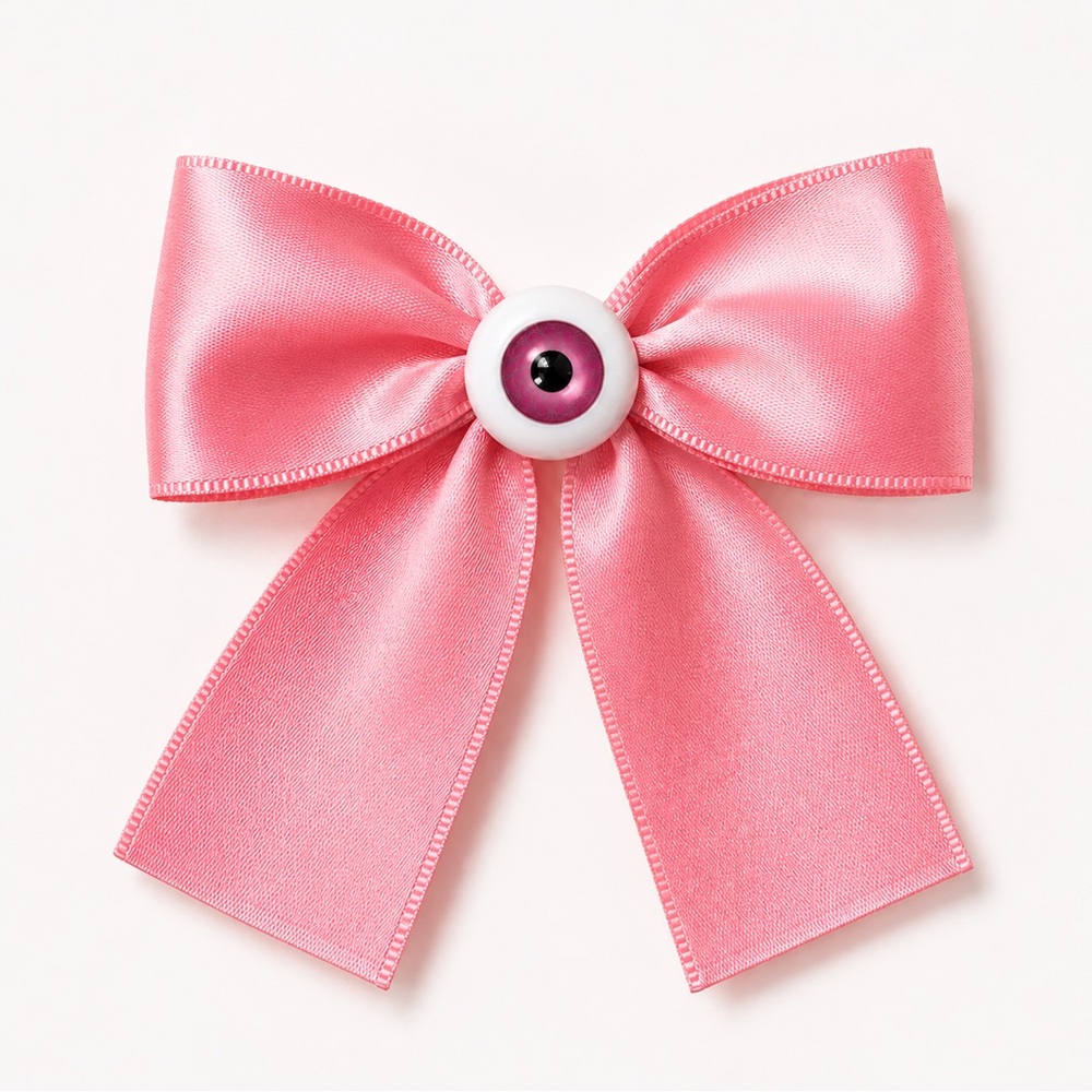 Bow Eyeball Clip – 1.5” Ribbon - Flamingo Wink